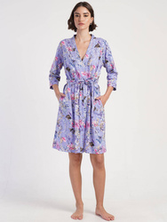 szlafrok bawełniany na zakładkę LAWENDA EXOTIC XXL (44/46)