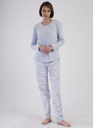 piżama damska STOKROTKI błękit/biały L-XXL (40-44)