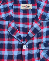 piżama męska rozpinana KRATKA CZERWIEŃ/BŁĘKIT M-3XL