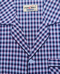 piżama męska rozpinana KRATKA BŁĘKIT/CZERWIEŃ M-3XL