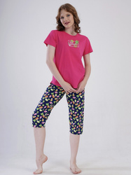 piżama damska piżama damska ANANASY fuksja/granat XXL/44