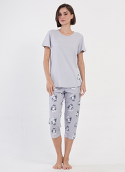 piżama damska  MIŚ POLARNY jasny popiel/biały L/40