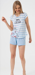 piżama damska KICIA błękit/biały M/38