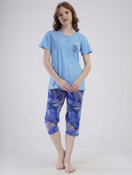 piżama damska BUKIET lazur/niebieski 4XL/52