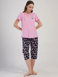 piżama damska piżama damska PIÓRKA róż/granat XXL/44