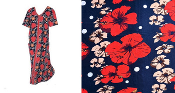 podomka szlafrok na zamek CZERWONE I BEŻOWE MAKI 4XL/48