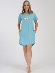 koszula nocna tunika MIĘTA KOCIAKI MUCHOMORKI XXL/44