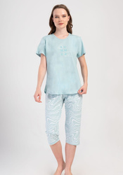 piżama damska SUMMER pistacja/biały 1XL/46