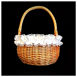 SERWETKA WIELKANOC WSTĄŻKA NA GUMCE BIAŁA NA MAŁY/ŚREDNI KOSZYCZEK