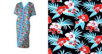 podomka szlafrok na zamek KWIAT PAPROCI TURKUS 3XL-5XL (46-50)