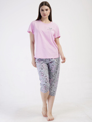 piżama damska MOTYL róż/popiel 1XL/46