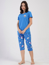 piżama damska piżama damska I LOVE YOU niebieski/róż S-L (36-40)