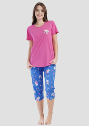 piżama damska piżama damska I LOVE YOU róż/niebieski S/36
