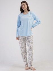 piżama damska BELIEVE błękit/krem 2XL/48