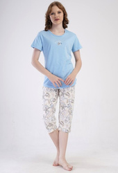 piżama damska BELIEVE błękit/krem L-XL (40-42)