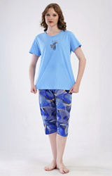 piżama damska STAY jasny niebieski/niebieski 1XL-3XL (46-50)