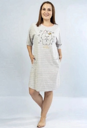 koszula nocna tunika SZARA KRÓLIK/PASKI 3XL/50