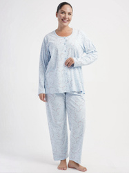 piżama damska KWIECISTE GAŁĄZKI błękit/róż 1XL-4XL (46-52)