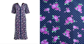 podomka szlafrok na zamek FIOLETOWE RÓŻE 5XL/50