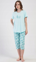 piżama damska POSITIVE jasna mięta/ciemna mięta 3XL/50