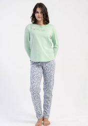 piżama damska MINT BLOSSOM miętowy/szary 1XL-4XL (46-52)