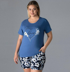 piżama damska 5305 WITH LOVE niebieski/granat 3XL/46