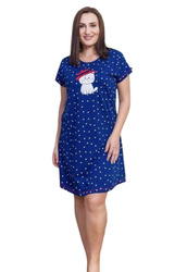 koszula nocna tunika GRANAT/KROPKI KOT W KAPELUSZU 2XL/48