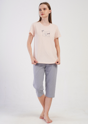 piżama damska KOTY morela/szary 3XL/50